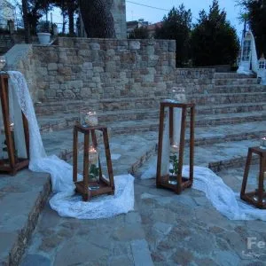 Στολισμός γάμου-σκάλες Καφέ Ξύλινα Φανάρια