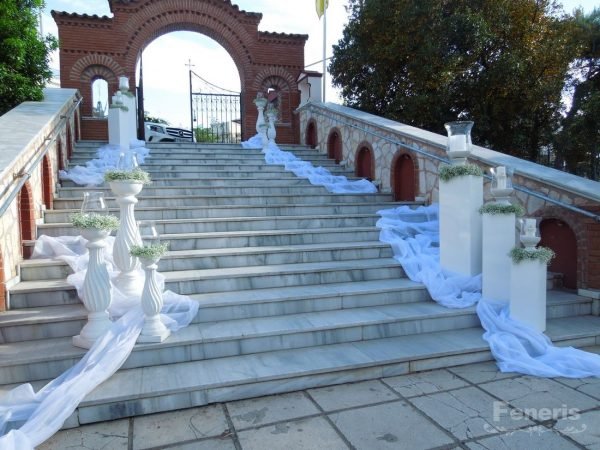 Στολισμός γάμου-σκάλες Λευκή λάκα