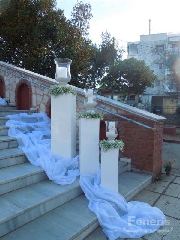 Στολισμός γάμου-σκάλες Λευκή λάκα