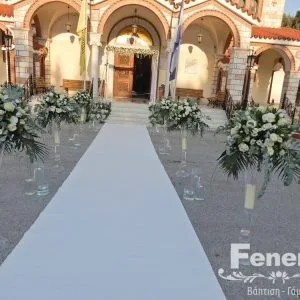 Στολισμός γάμου-διάδρομος γυάλινα βάζα