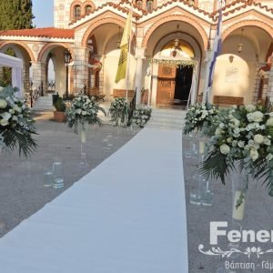 Στολισμός γάμου-διάδρομος γυάλινα βάζα